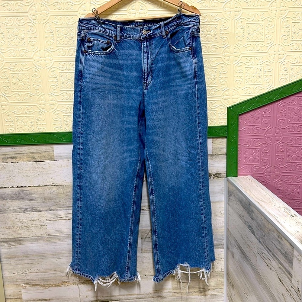 American Eagle size 14 Short. super high-rise, baggy, wide leg jeans